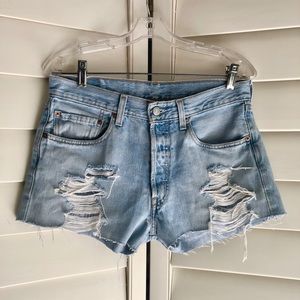 Distressed Levi Jean shorts